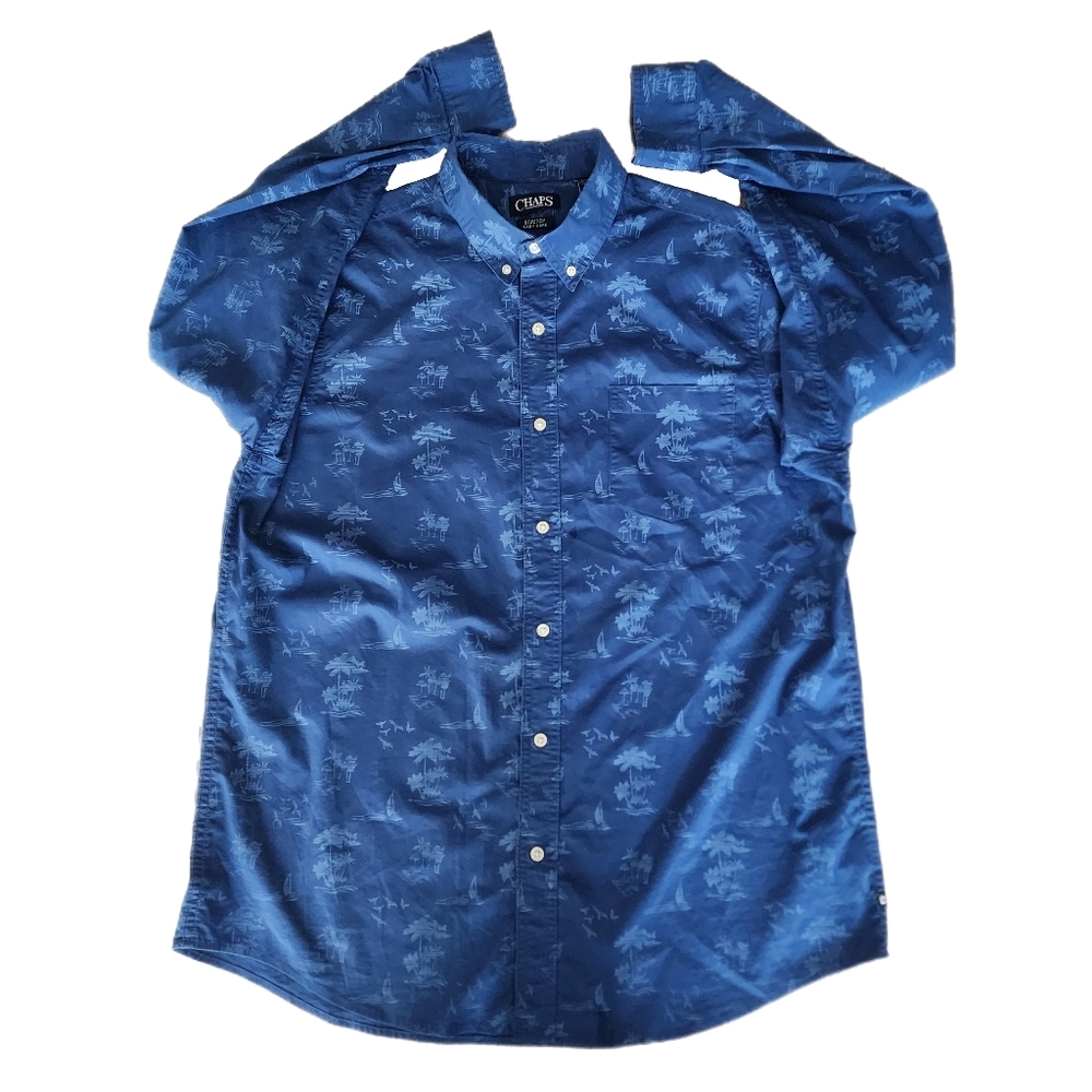 Chaps Men's Longsleeve Button Casual Shirt Nautical Graphic Design XL 0724